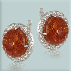 Серебряные серьги с кабошоном арт. 310с