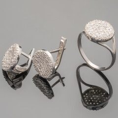 Серебряный комплект 925 пробы с фианитами арт. 378г