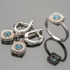 Серебряный комплект 925 пробы с фианитами арт. 385г
