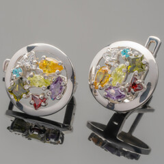 Серебряные серьги 925 пробы с фианитами 395с
