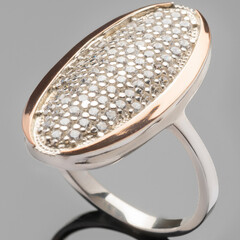 Серебряное кольцо 925 пробы с золотом арт. 366к