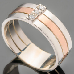 Серебряное кольцо 925 пробы с золотом арт. 280к