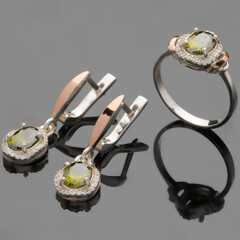 Серебряный набор с золотыми вставками арт. 450г