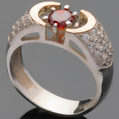 Серебряное кольцо 925 пробы с золотом арт. 468к
