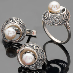Серебряный набор с жемчугом арт. 490г