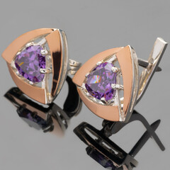 Серебряные серьги 925 пробы с золотом арт. 494с