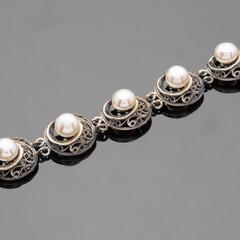 Серебряный браслет с жемчугом арт. 490б 19 см