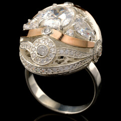 Серебряное кольцо 925 пробы с золотом арт. 438к