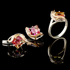 Серебряный набор 925 пробы с золотом арт. 520г