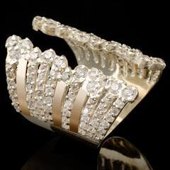 Серебряное кольцо 925 пробы с золотом арт. 521к