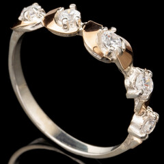 Серебряное кольцо 925 пробы с золотом арт. 434к