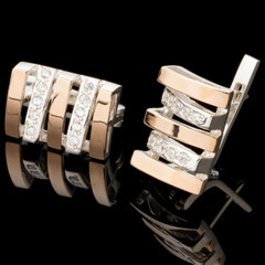 Серебряные серьги 925 пробы с золотом арт. 557с