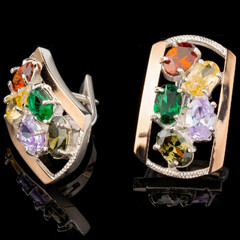 Серебряные серьги 925 пробы с золотом арт. 558с