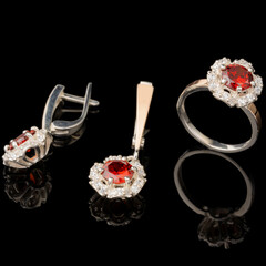 Серебряный набор 925 пробы с золотом арт. 570г