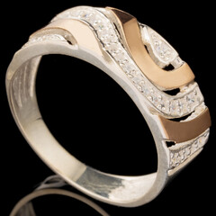 Серебряное кольцо 925 пробы с золотом арт. 581к
