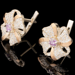 Серебряные серьги 925 пробы с золотом арт. 587с
