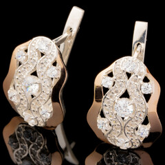 Серебряные серьги 925 пробы с золотом арт. 605с