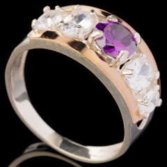 Серебряное кольцо 925 пробы с золотом арт. 606к