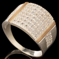 Серебряное кольцо 925 пробы с золотом арт. 619к
