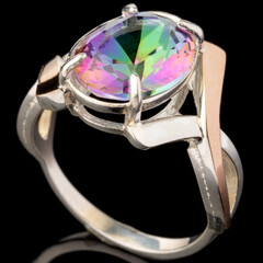 Серебряное кольцо 925 пробы с золотом арт. 455к