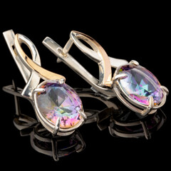 Серебряные серьги 925 пробы с золотом арт. 455с