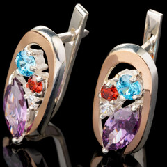 Серебряные серьги 925 пробы с золотом арт. 465с