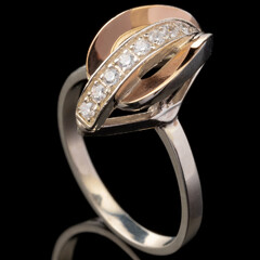 Серебряное кольцо 925 пробы с золотом арт. 486к