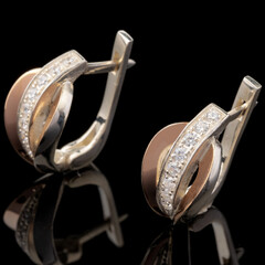 Серебряные серьги 925 пробы с золотом арт. 486с