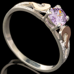Серебряное кольцо 925 пробы с золотом арт. 547к