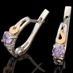 Серебряные серьги 925 пробы с золотом арт. 547с