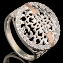 Серебряное кольцо 925 пробы с золотом арт. 550к