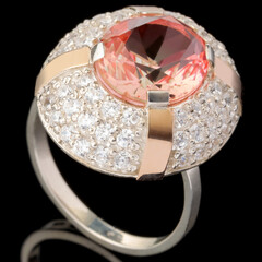 Серебряное кольцо 925 пробы с золотом арт. 552к