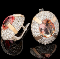 Серебряные серьги 925 пробы с золотом арт. 552с