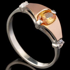 Серебряное кольцо 925 пробы с золотом арт. 566к