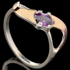Серебряное кольцо 925 пробы с золотом арт. 574к