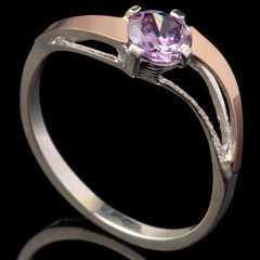 Серебряное кольцо 925 пробы с золотом арт. 575к
