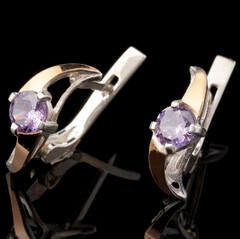 Серебряные серьги 925 пробы с золотом арт. 575с
