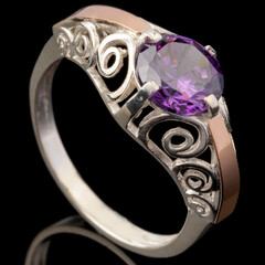 Серебряное кольцо 925 пробы с золотом арт. 580к