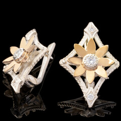 Серебряные серьги 925 пробы с золотом арт. 582с