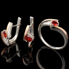 Серебряный набор 925 пробы с золотом арт. 597г