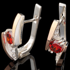 Серебряные серьги 925 пробы с золотом арт. 597с