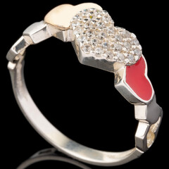 Серебряное кольцо 925 пробы с эмалью арт. 613к