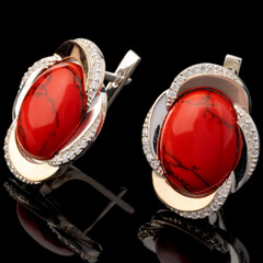 Серебряные серьги 925 пробы с золотом арт. 617с