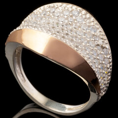 Серебряное кольцо 925 пробы с золотом арт. 625к