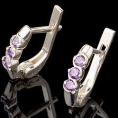 Серебряные серьги 925 пробы с золотыми вставками арт. 627с
