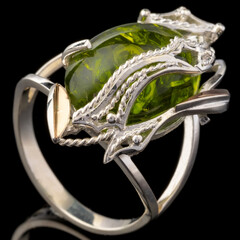 Серебряное кольцо 925 пробы с золотом арт. 628к
