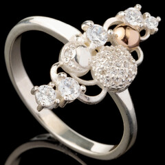 Серебряное кольцо 925 пробы с золотом арт. 642к