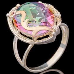 Серебряное кольцо 925 пробы с золотом арт. 694к