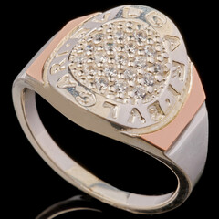 Серебряное кольцо 925 пробы с золотом арт. 554к