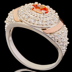 Серебряное кольцо 925 пробы с золотом арт. 555к